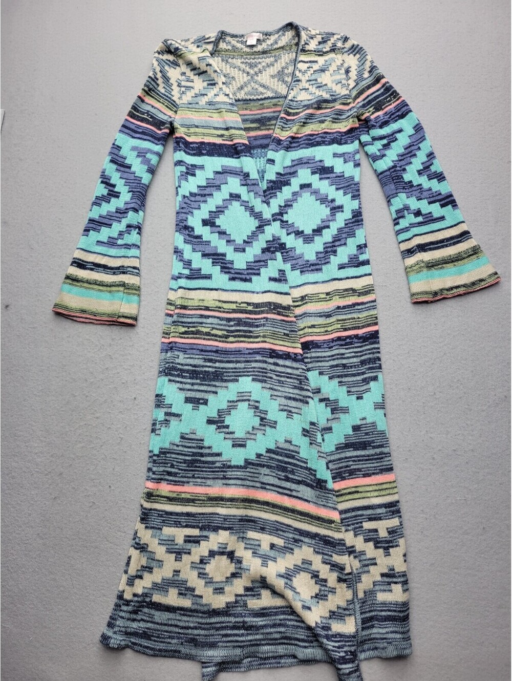 Xhilaration Women's Sweater Medium Multi Cardigan Aztec Acrylic V-Neck Open